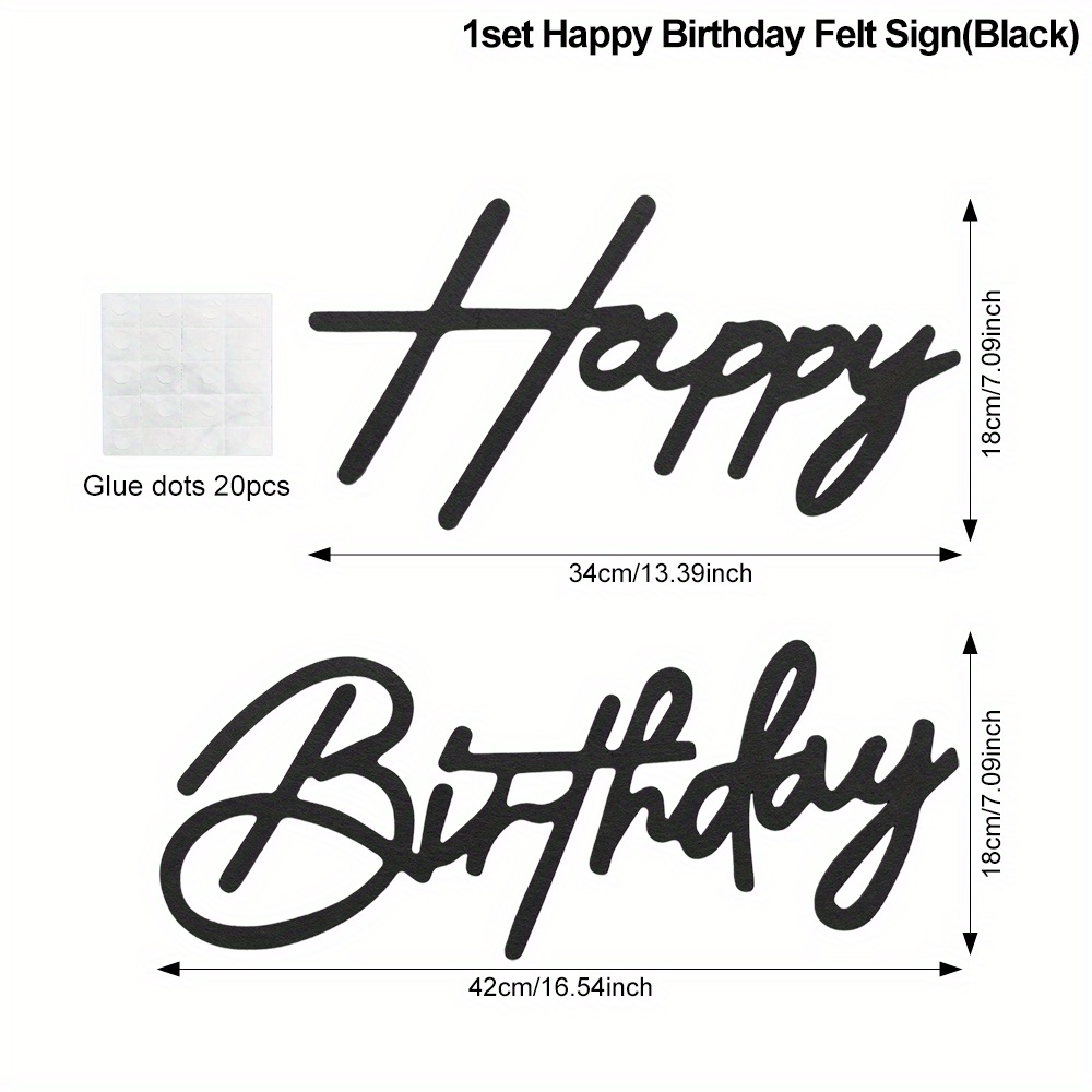 1pc Large Happy Birthday Felt Sign Wall Sticker For Balloon Garland Arch Backdrop Party Background Decorations Party Backdrop Decorations