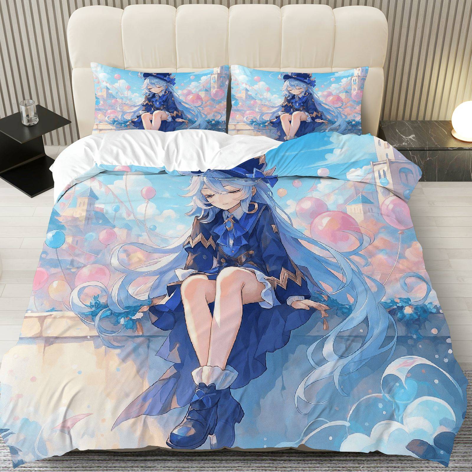 TEMU 3pcs Duvet Cover Set, 1 Duvet 2 Pillowcases( Without Filler), Anime Magical Theme, Birthday Bedding Set, Anime Illustration Suitable For