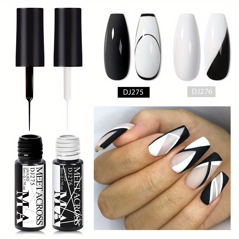 2pcs/set 5ml Liner Nail Gel Polish Black And White Line Painting Gel For Nail Supplies Nail Polish Art