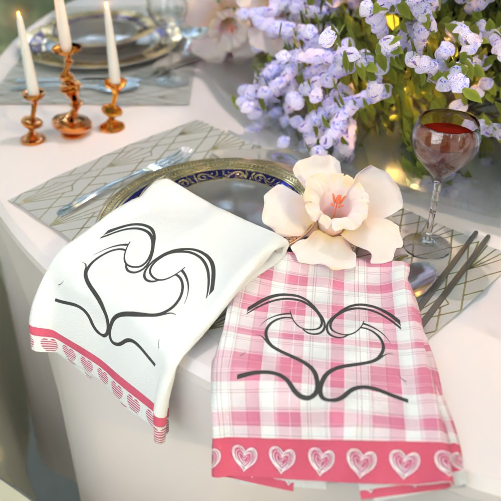 2pcs valentine s day heart-themed towels, 45.72x66.04cm, soft &   polyester,   checkered with  ,   for   use, machine washable - ideal for kitchens, bathrooms, offices details 1