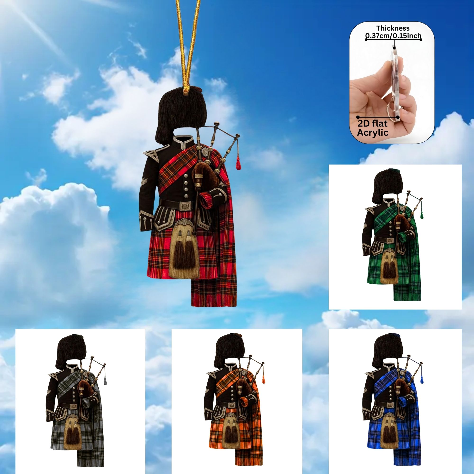 TEMU Set Of 5 Flat 2d Scottish -themed Pendants, Made Of Acrylic, Suitable For Outdoor Courtyards, , And Decorations For Birthdays And Christmas, As