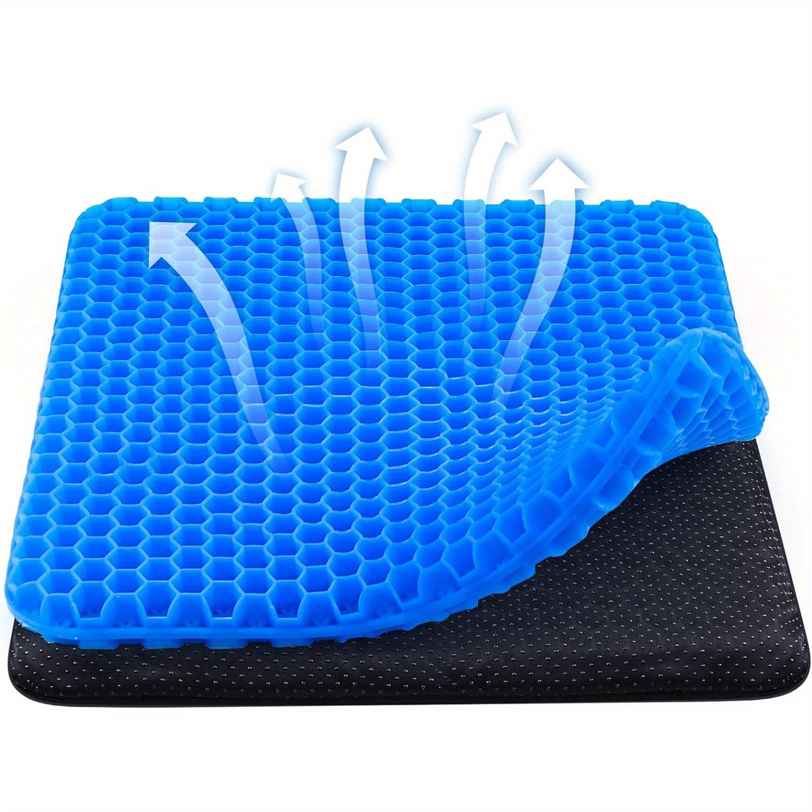 1  Gel Seat Cushion, Gel Cushion for Sitting Lumbar Support Cushion with Non- Slip Cover Breathable Cool Double Thick Seat Cushion for   Wheelchair