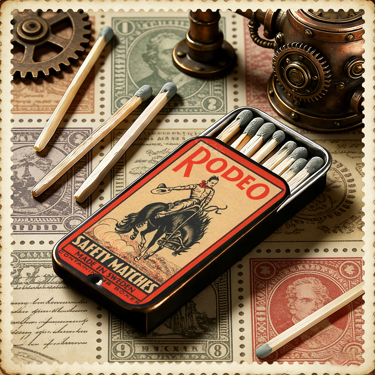 TEMU 1pc Western Law-patterned Matchbox, Not Included - Vintage Style, Supports Match/coin/small Trinket Storage, Portable And Pressure-resistant,