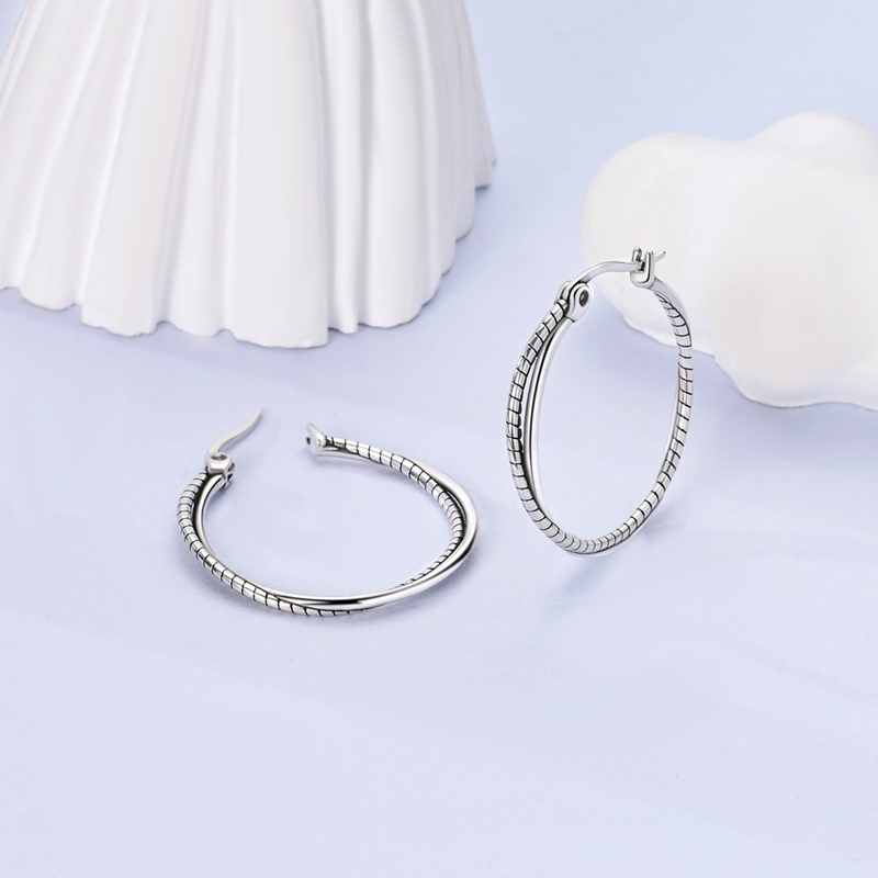 Women's Interlocking S925 Silver Hoop Ear Cuffs, Classic