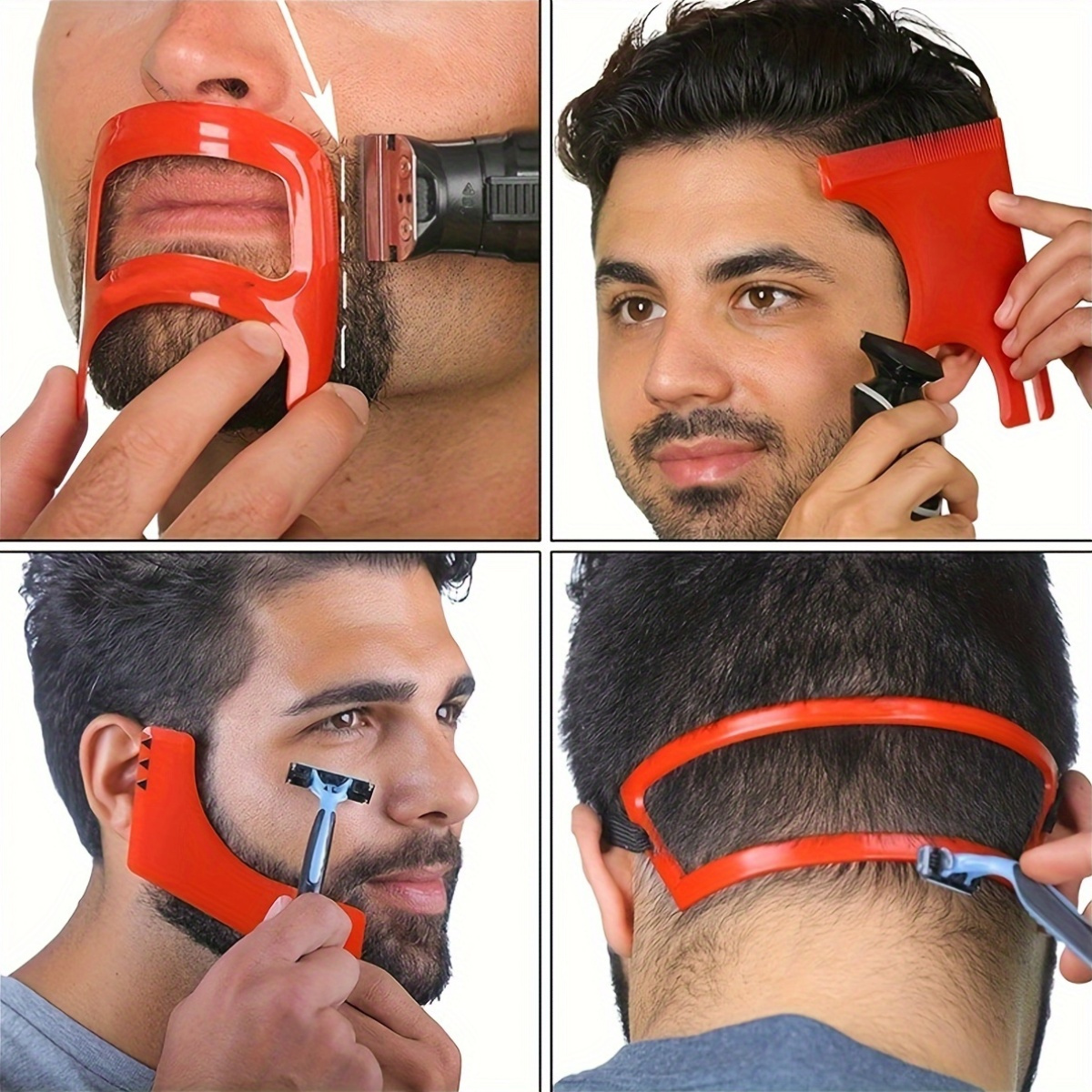 4in 1 beard trim styling kit   hairline beard beard and neck templates with unscented plastic brush mens guide kit 0
