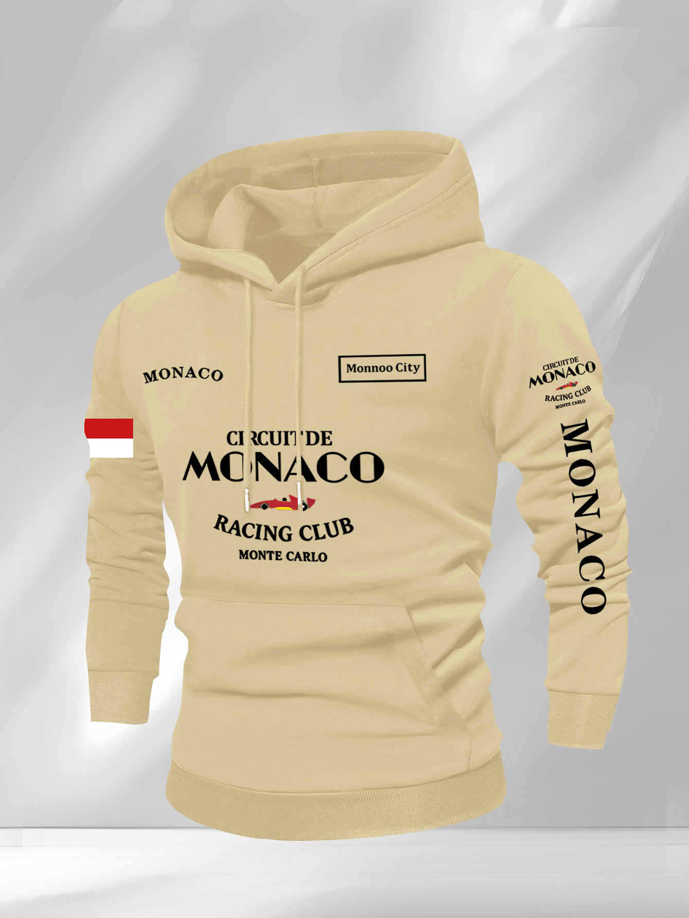Fleece hoodie voor heren met Monaco Racing sponsorlogo's