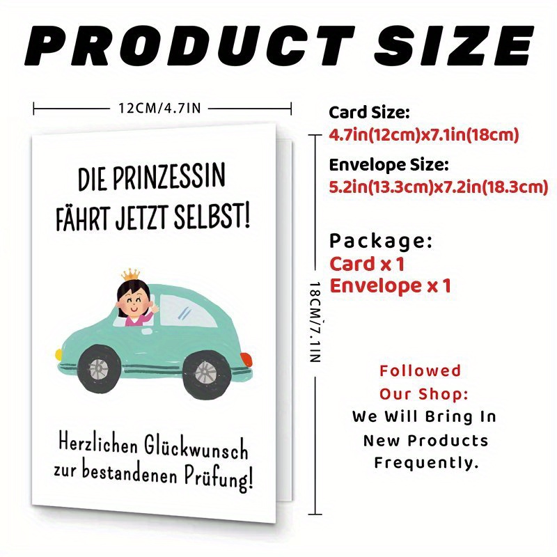 E-shop Lustige deutsche Fahrprüfungskarte Einladungsschreiben, 1 Stück - Glückwunsch zur bestandenen Fahrprüfung, , Geschenk für Familie & Freunde,