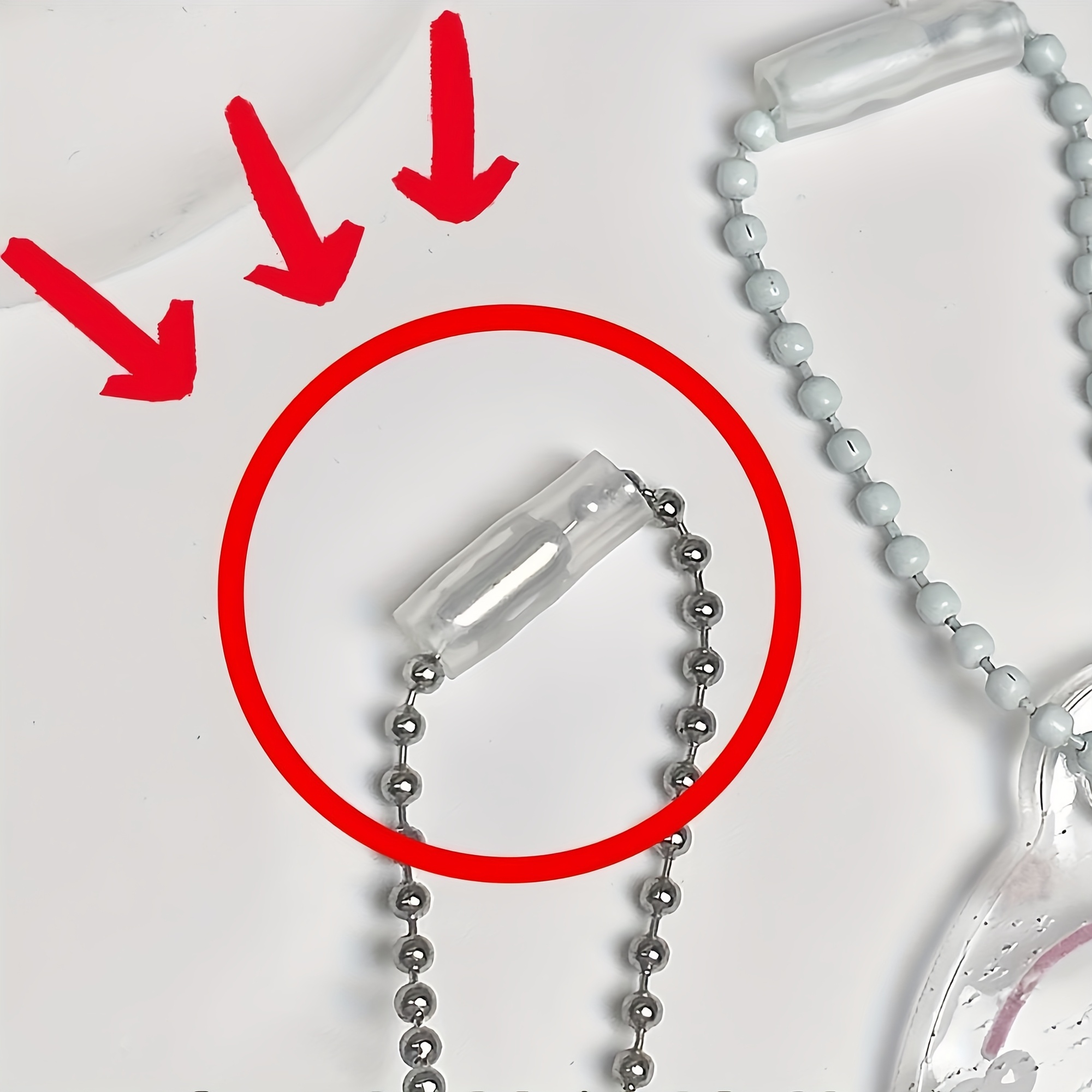   30pcs transparent bead chain case suitable for id jewelry making accessories acrylic safety ring fastener with bead chains for photo holders id holders anti loss for office events