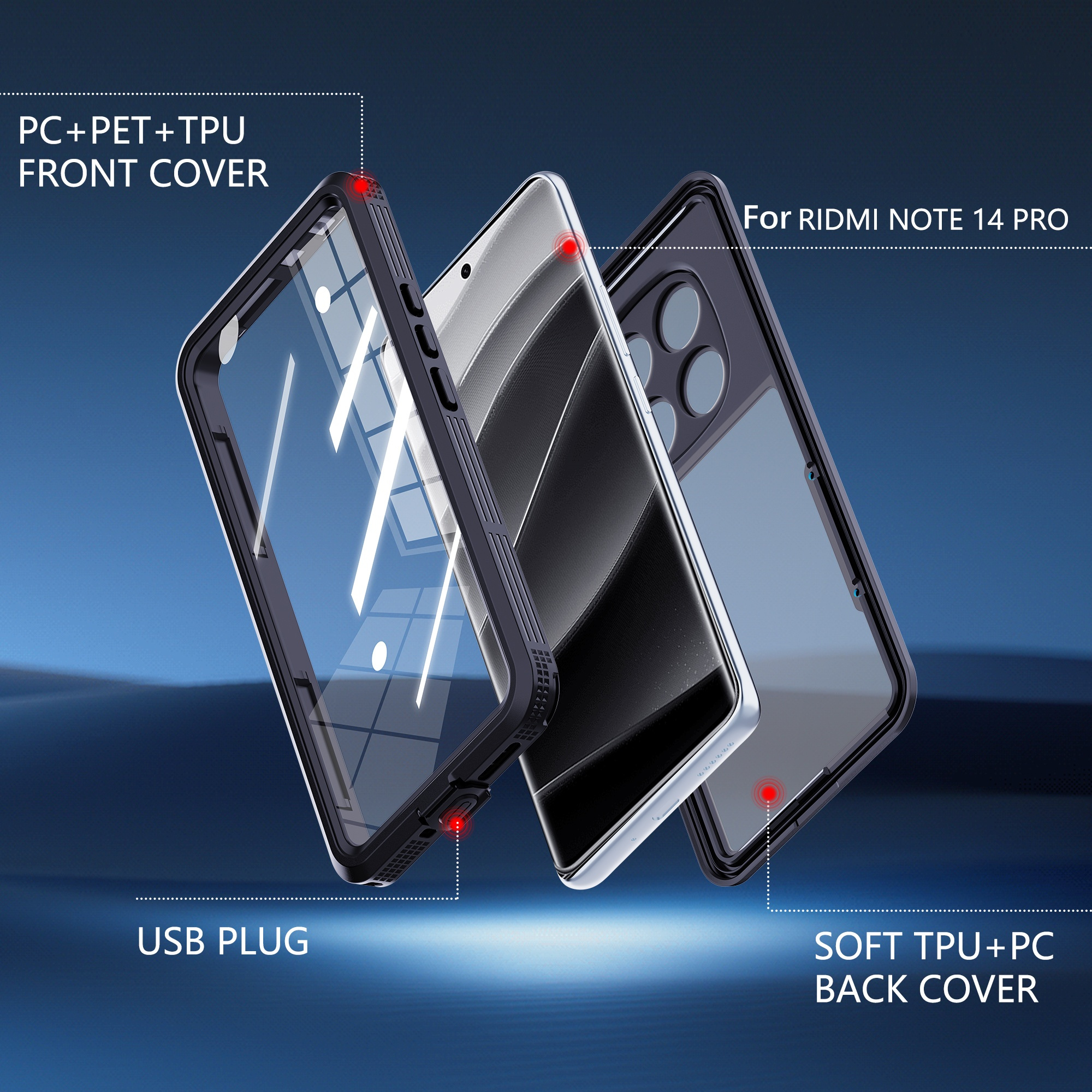 Coque TPU + 3 Films Trempés Pour Xiaomi Redmi A3 - Protection Antichoc, Transparente Colorée
