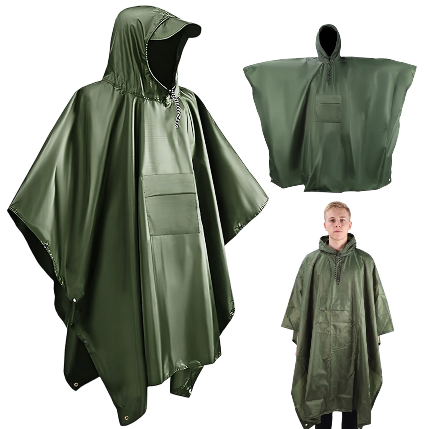 Multipurpose Ultralight Poncho Raincoat For Men Women, 10-second Quick Wear, Includes Storage Bag, Ideal For Camping Hiking Fishing Sporting Events, Use As Ground Cover Tarp Or Emergency Shelter