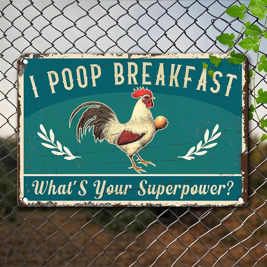 TEMU 2d Flat, [2d Flat] 1pc Humorous Chicken Coop Sign "i Produce Breakfast, What's Your ?" - Wall Decor Suitable For Indoor/outdoor, Wood Frameless