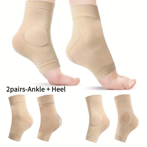 2pairs ankle heel protector socks with gel pad malleolar achilles padded sleeve skate socks cushion for figure skating roller boots shoes ankle heel
