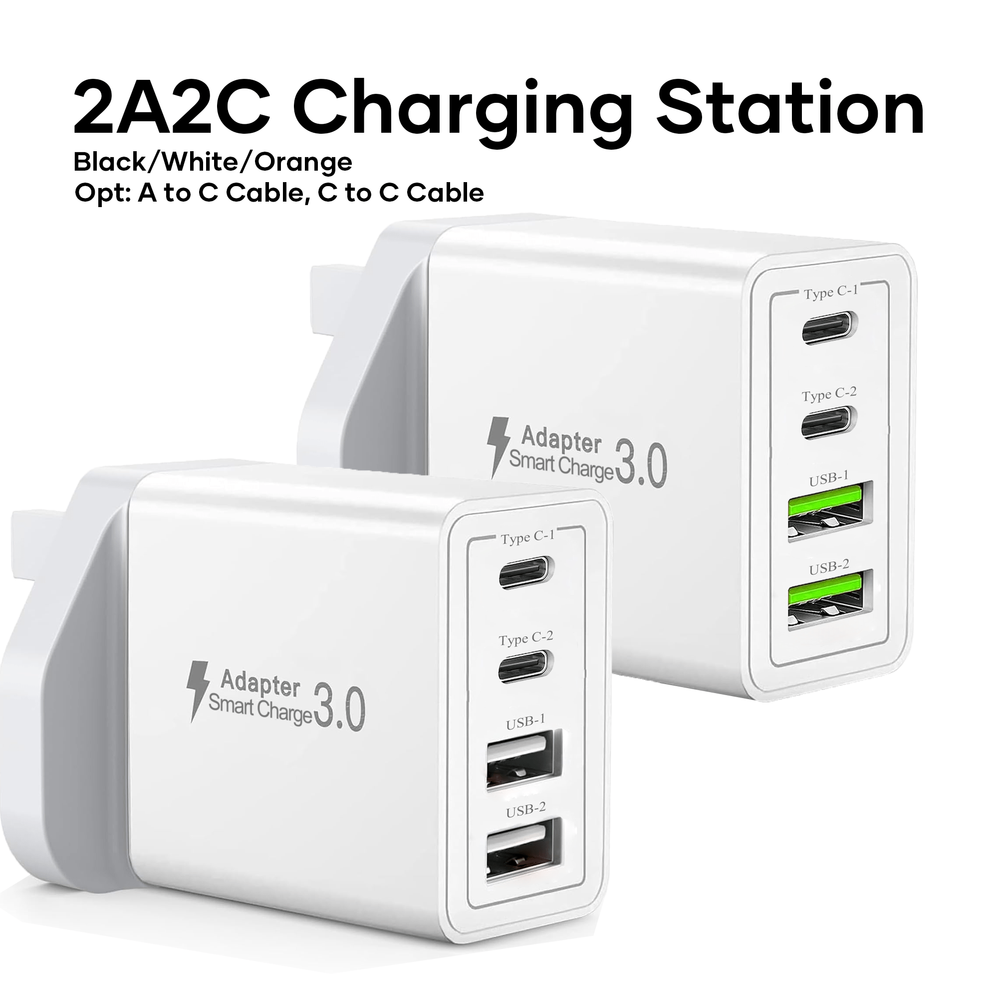 2a2c 4 ports british plug usb charger 4 port usb a c fast charger 5v2a wall charger multi usb power adapter fast charging for iphone for   phones phone camera mp3 etc