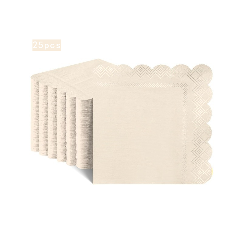 E-shop 25/50 Blatt geprägte Servietten aus Papier in Beige, geeignet für Getränke und Cocktails, dicke Einweg-Dessert-Servietten für Hochzeiten,
