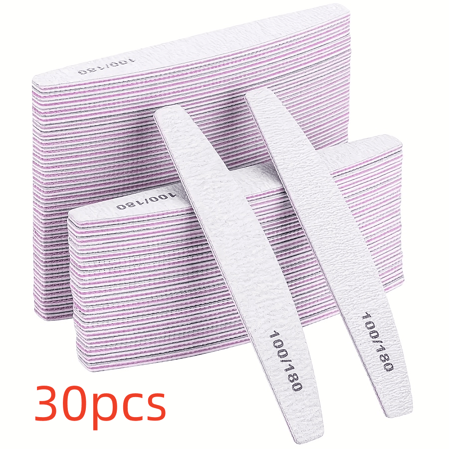 TEMU 30-pack Nail Art Double-sided Buffing Files Nail Files Half- Buffing Strips Nail Tools Diamond Files Nail Care Buffing Strips