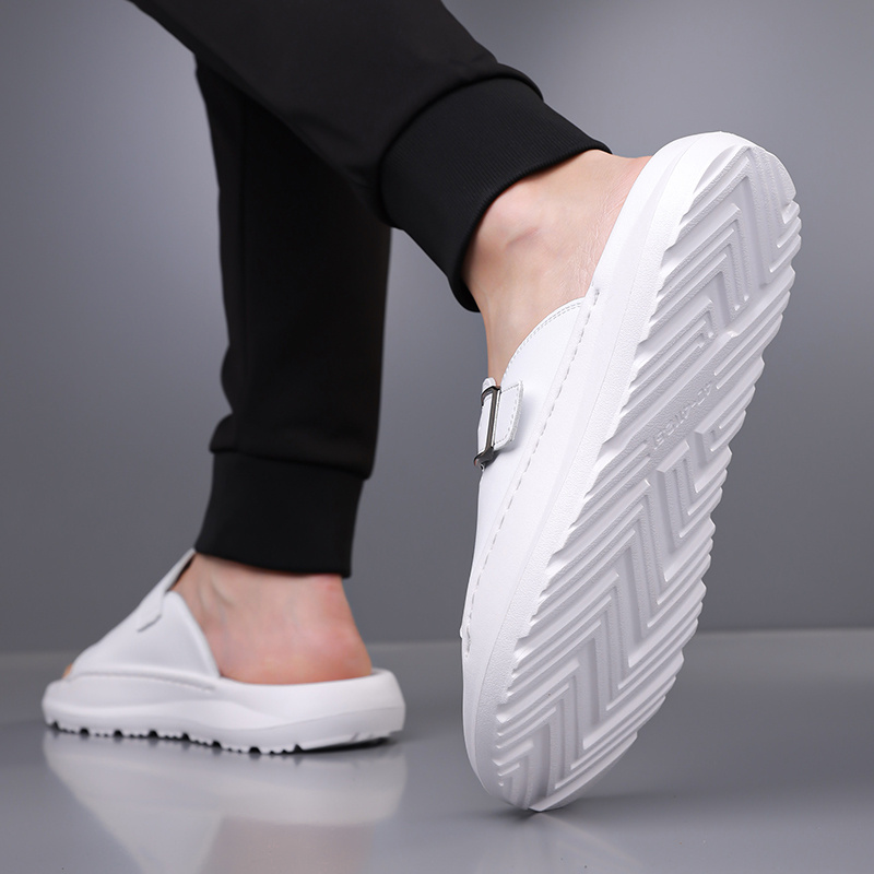 new 2024 spring summer casual slip on sandals soft sole trendy   for men high quality durable breathable   lightweight home slippers comfortable non slip thick soled outdoor indoor use fashionable open toe flip flops for     relaxation   or home   1 pair of eva slides 1   bag Product details 0