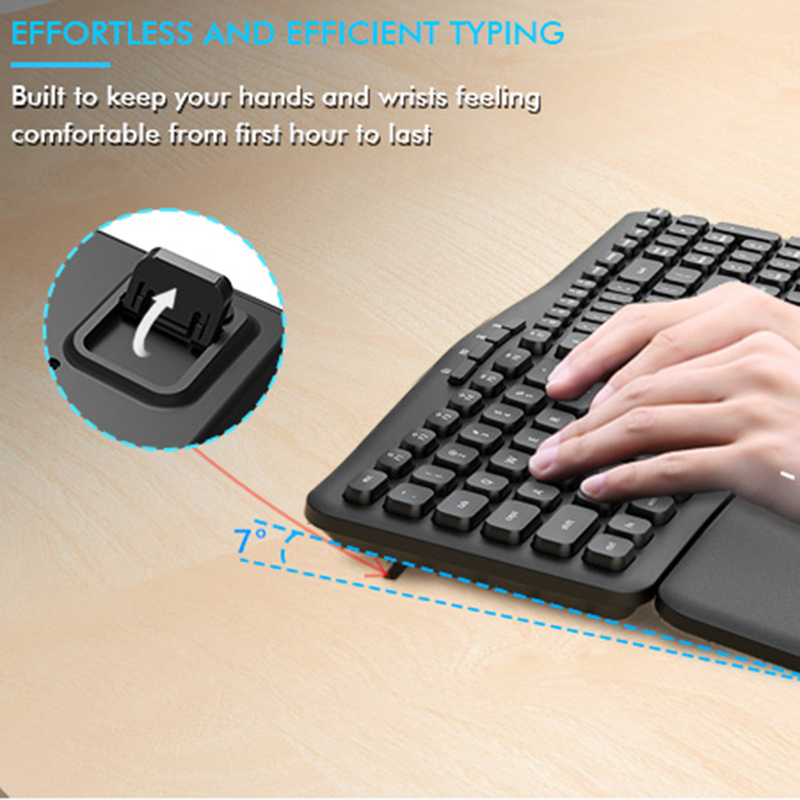 E-YOOSO Wireless Keyboard And Mouse Set with 2.4Ghz, Designed Ergonomically with a Wrist Rest, Features Low Voltage Alerts And Automatic Sleep Mode, Suitable for Home Office Use