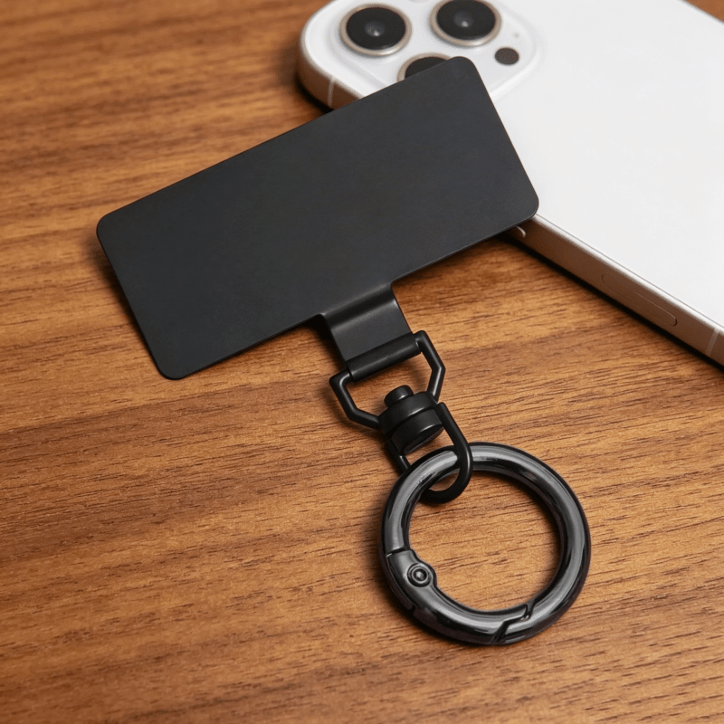 TEMU 1pc Rotating Stainless Steel Phone Lanyard Connector, Durable Metal Clip With Spring Loop, Portable Finger Loop, Universal Attachment For