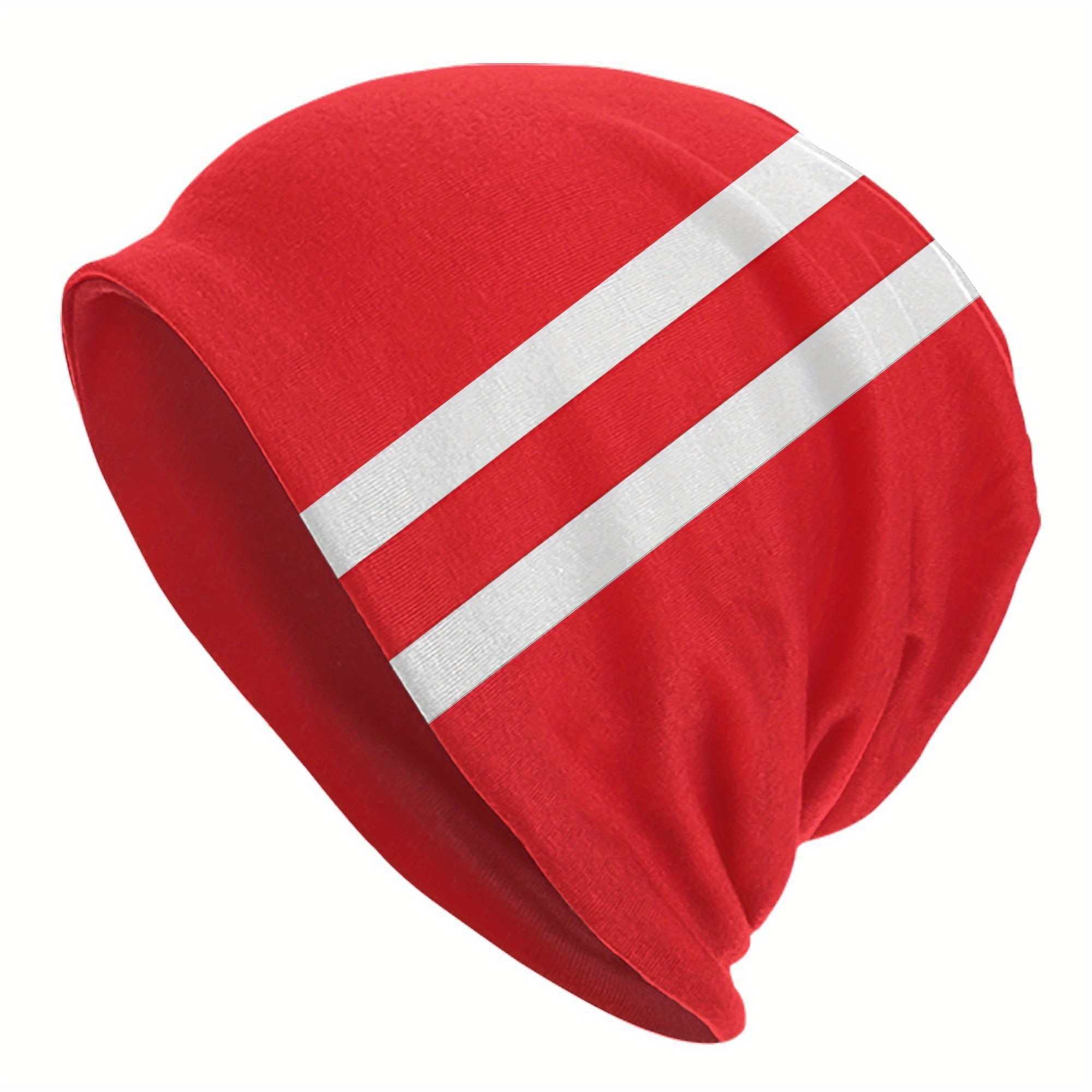 TEMU Unisex a Righe Rosse Bianche e Blu - Cappello Casual da Sci , e Caldo per , Accessorio Moda Invernale con Design Orizzontali