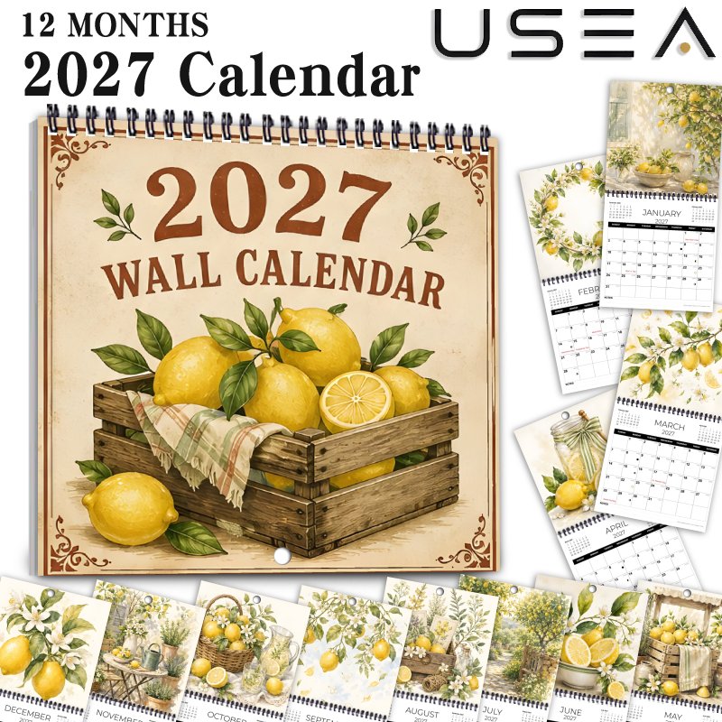 TEMU Wall Calendars 2027 Wall Calendar, 12 Months Monthly Planner, Twin Wire Spiral Hanging Calendar, 8.3x8.3 Inch Square, Large Blocks, Us Federal