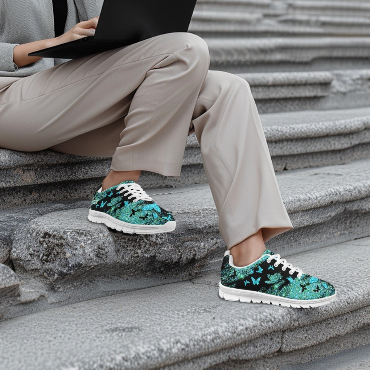 Butterfly Print Breathable Mesh Men's Slip-On Shoes - Lightweight... product image 4