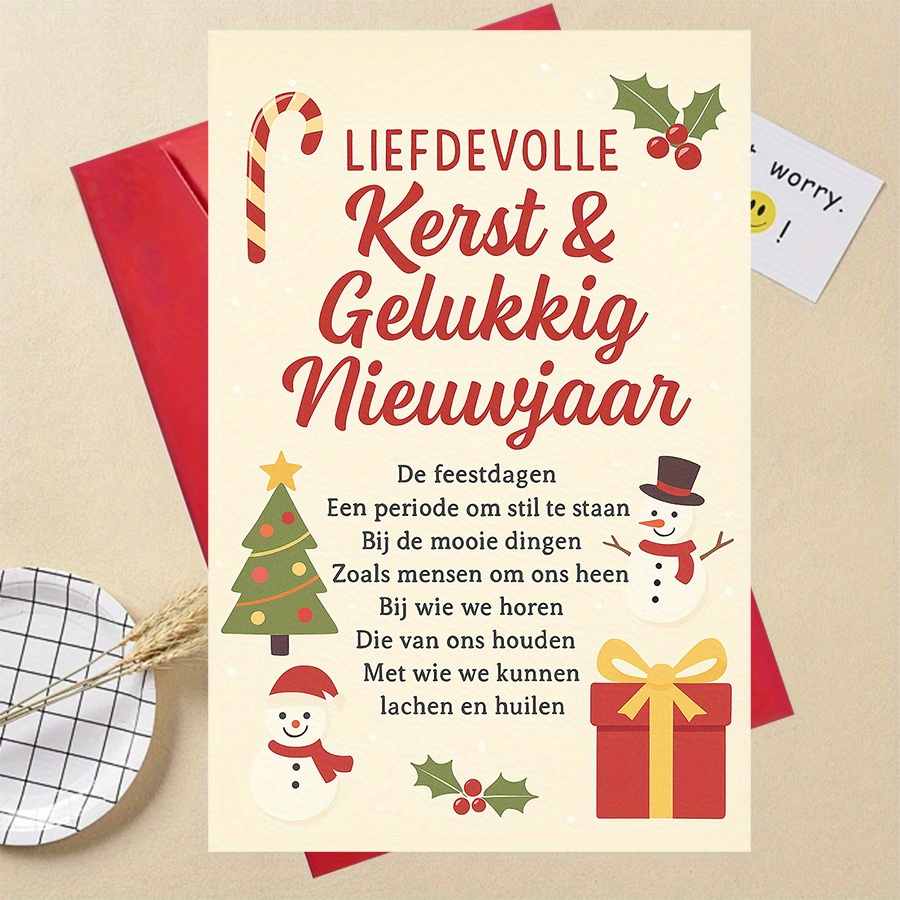 TEMU 1 stuks Perfect Kerstcadeau Hart van de Kerst - Kerst- en Nieuwjaarswenskaart van Schroefmoussen met Feestelijk Ontwerp, Perfect voor Familie,