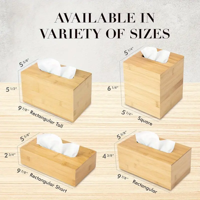 design tissue box holder modern minimalist and durable wooden tissue box with sliding bottom easy refill bamboo tissue box cover fits 184 count box rectangular pack of 2 Product details 5