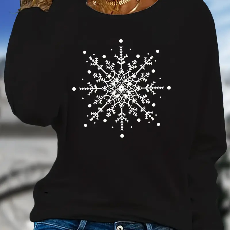 

Women's Christmas Crew Neck T-shirt - Casual Long Sleeve, Soft Rayon , Machine Washable - Spring & Fall