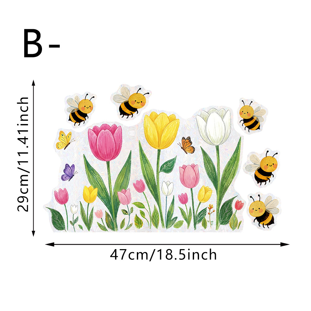 E-shop Sonnenblumen-Bienen-Druck Statik-Folie für Fenster, eine refraktive Folie mit PVC für Sichtschutz, natürliche Landschaftsdekoration zur