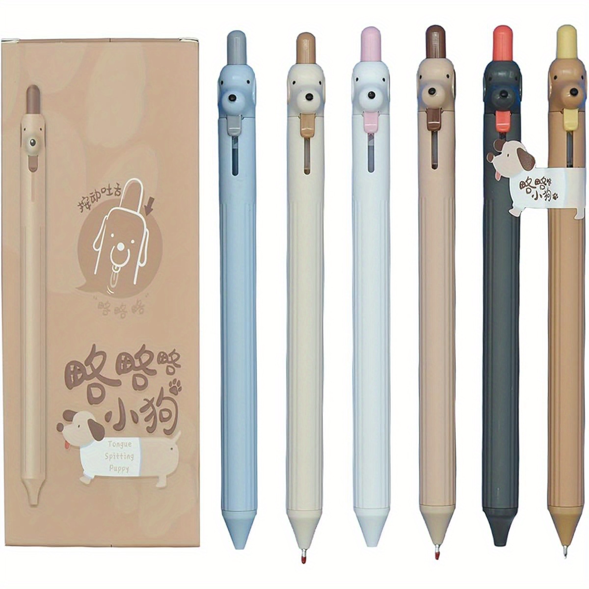 12pcs cute dog rollerball gel pens retractable cartoon tongue out puppy design quick   ink durable plastic for   party supplies dog accessories school stationery   design smooth writing Product details 5