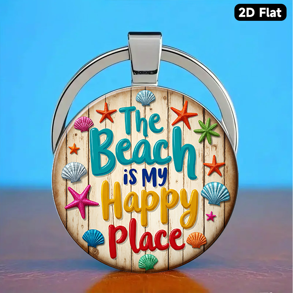 TEMU 1pc Portachiavi con Custodia per Auricolari "THE BEACH IS PLACE" | Lettering in & Giocose, Materiale in di , Stile