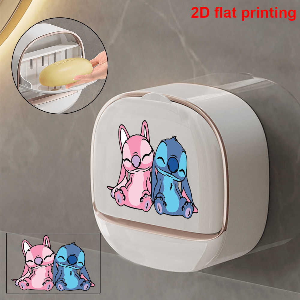 1pc Stitch Deluxe Wall-Mounted Soap Dish - Cute Cartoon Design, Durable Plastic Bathroom Organizer, Easy to Install, Keeps Soap Dry, Perfect Gift for Fans, Stitch Bathroom Decor, Playful Design, Quality Craftsmanship