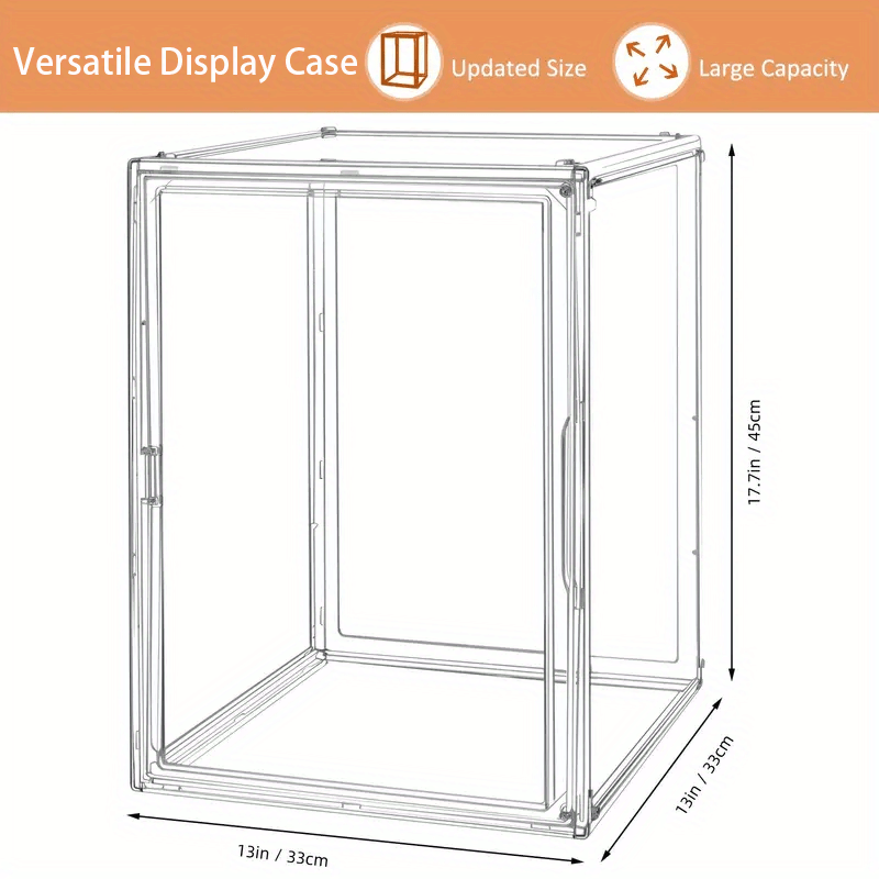 E-shop Große Klare Kunststoff-Displaybox mit Magnetischer Tür und Stapelbarem Design - 17.71*12.99*12.99 Zoll, Multifunktionale Deko-Box für Zuhause -