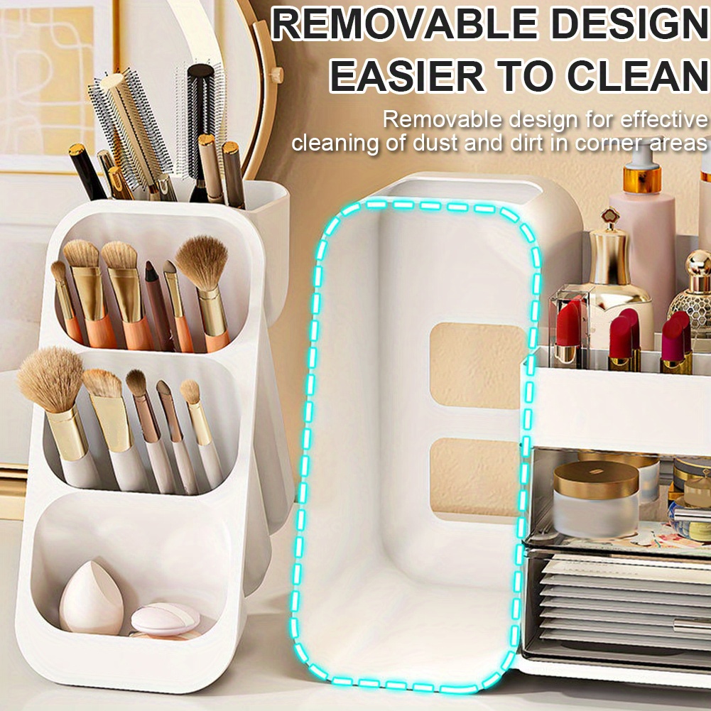 plastic desktop organizer makeup organizer box with drawers makeup storage box dustproof cosmetic display case for lipstick makeup brush Product details 3
