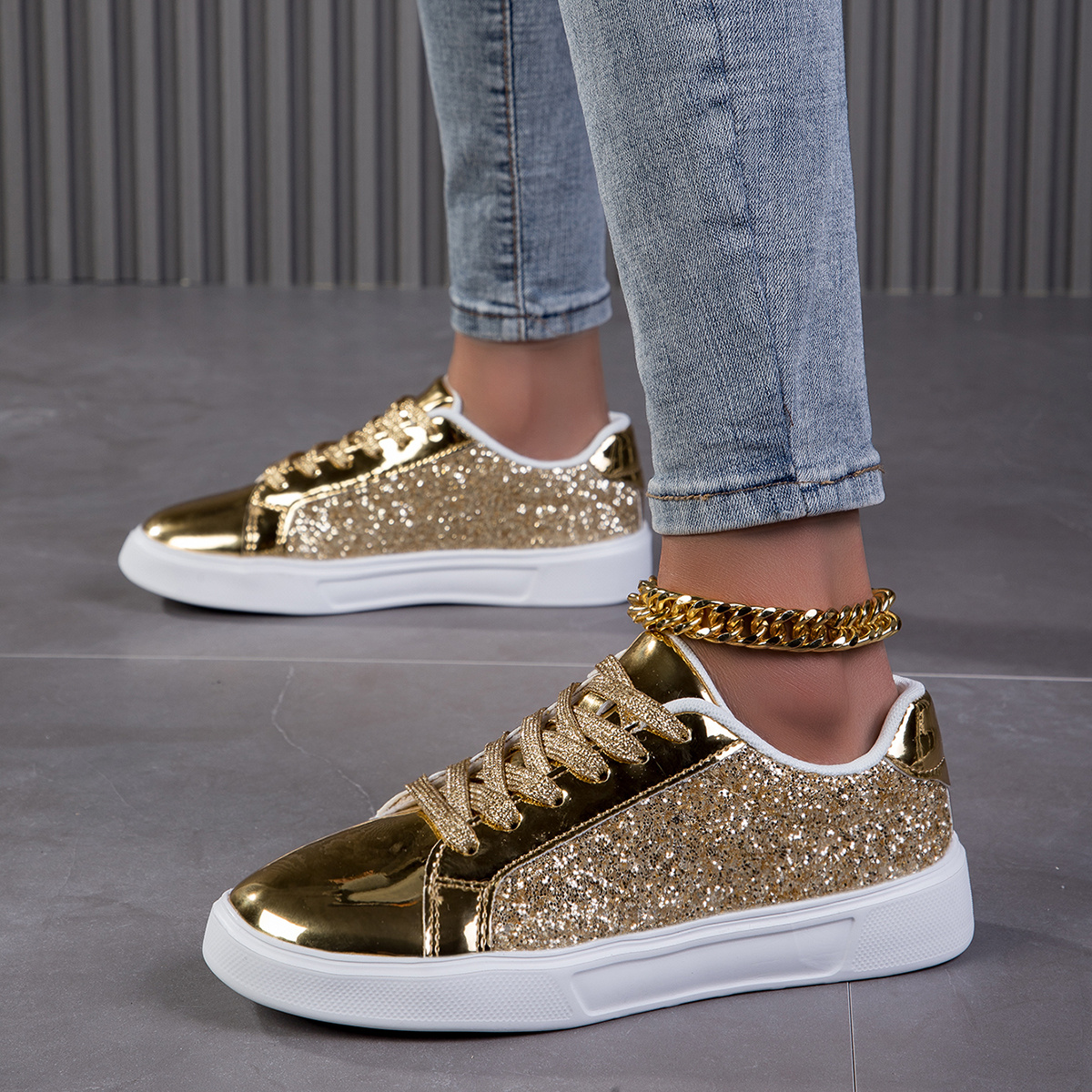 Glitzer Turnschuhe Turnschuhe Gold Glitter Gold Michael Kors