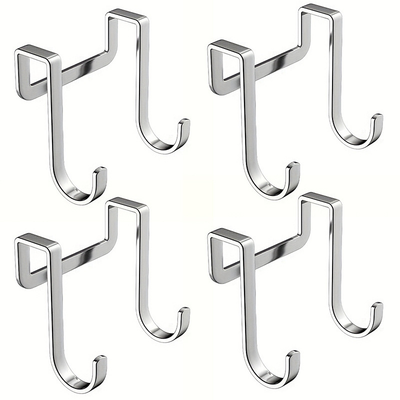 TEMU Lot de 4 crochets en acier inoxydable pour penderie, , meuble-lavabo, tiroir, crochets polyvalents perçage pour cuisine, chevet, salle de bain,