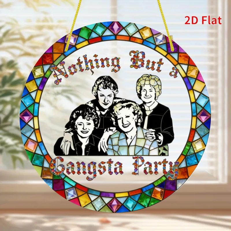 TEMU 2d Flat, - Round 2d Acrylic Plate, Golden Girl Party Theme, Size 7.8x7.8 Inches, Perfect For Home Decor, A High-quality And Durable Gift, , 2d