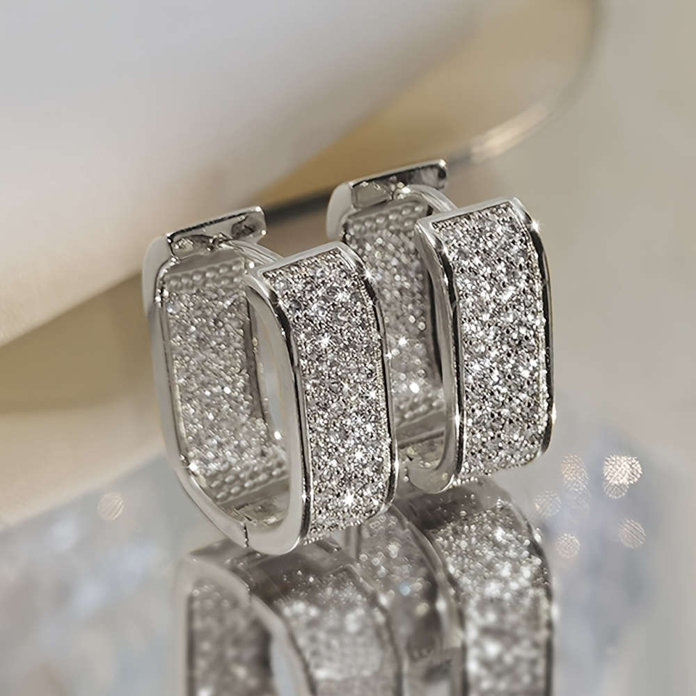 TEMU 1 di Orecchini a da Donna , Eleganti e Individuali, con Pav矇 Completo di Zirconia a Forma di U, Adatti per Gioielli da Abbigliamento per Feste e