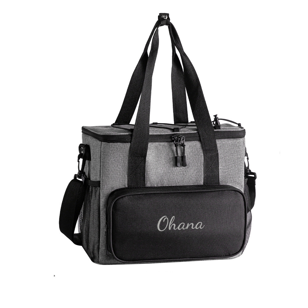 TEMU Custom Embroidered Large Capacity Insulated Lunch Bag | Color Block Cooler Tote With Adjustable Shoulder Strap, Portable Storage Box For Work,