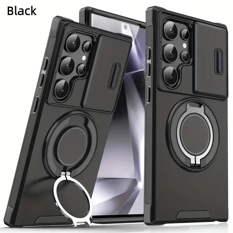 

Suitable For S25, S24, S23, S22 Fe With Sliding Camera Cover And [ Camera Protection] 360° Rotating Bracket, Car Magnetic Bracket, Matte Texture Shockproof Phone Case