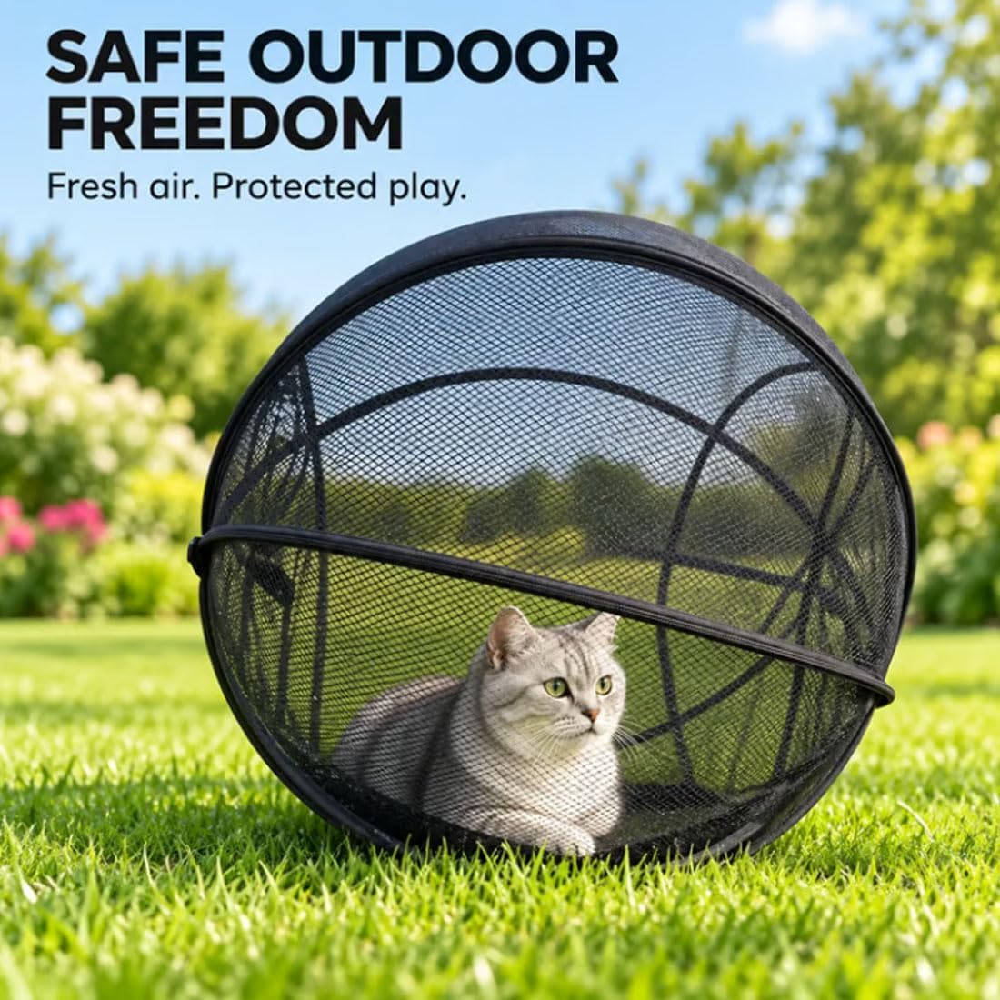 item picture 360 panoramic   up rolling cat playpen ball outdoor cat ball cage