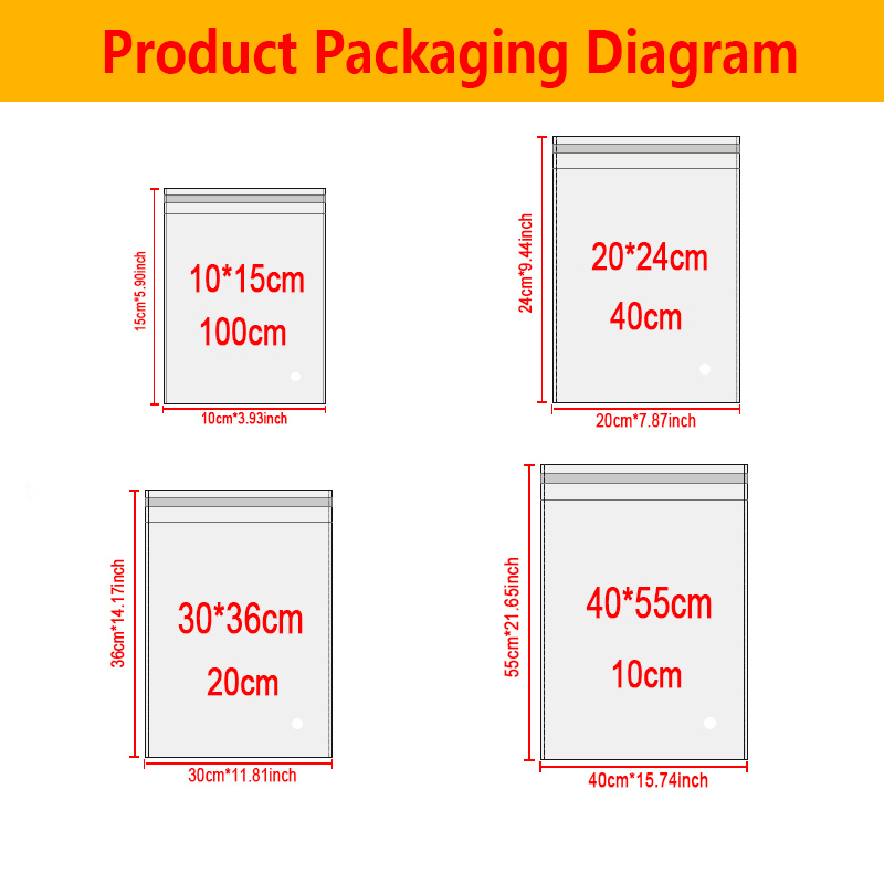 TEMU 180pcs Transparent Cookie Bags Resealable Self Sealing Bags Reusable Self-adhesive Opp Bags For Displaying Jewelry, Cards, Books, Socks, Daily