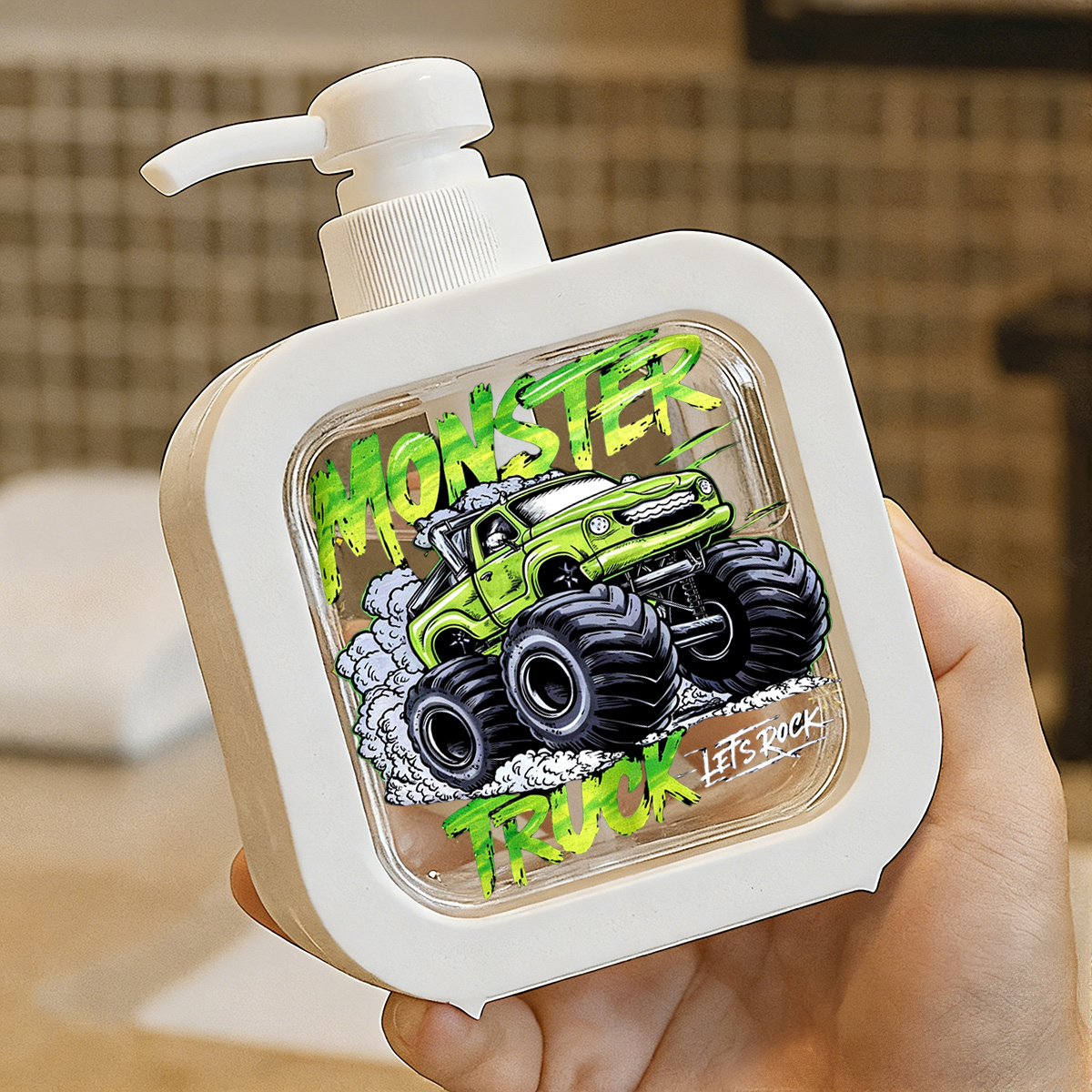 TEMU 1pc Monster Truck Soap Dispenser | Perfect For Bathroom, Kitchen & Sink - Ideal For Hand Soap, Sanitizer, Body Wash, Etc. - Stylish Lotion