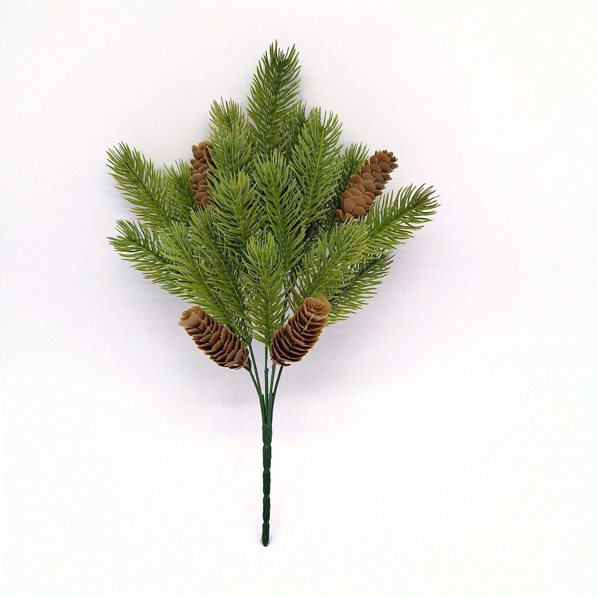 TEMU 5pcs Artificial Christmas Pine Branches With Pine Needles & Pinecones - Large 36cm Realistic Fake Evergreen Trees, Plastic For Diy Garlands,