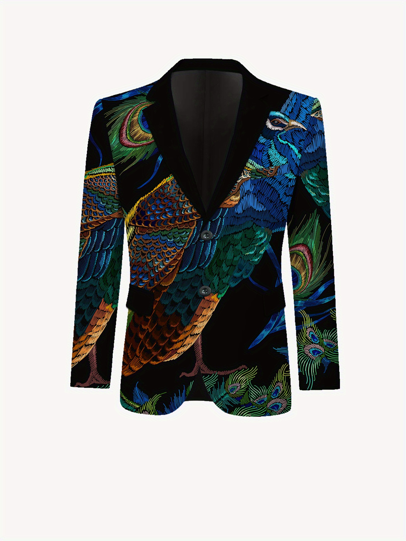 mens vibrant peacock print     fit casual yet stylish long sleeve button up regular   season jacket for formal or casual occasions casual wear jacket vibrant print jacket   fit jacket