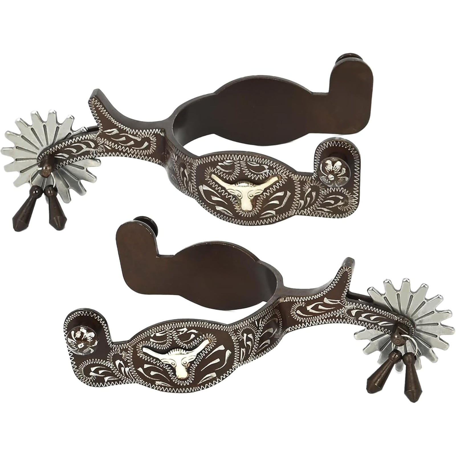 Image of 1 Pair Western Cowboy Spurs-iron Spurs With Rotating Gear For Horse Riding, Universal Fit, Durable And Stylish, Ideal For Riding And Western Style Outfits