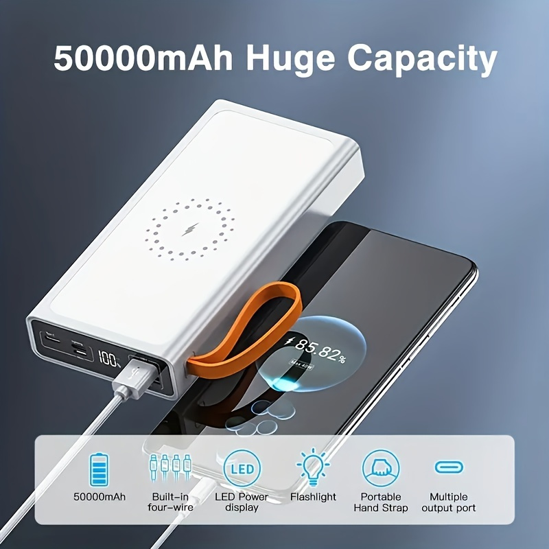 

Seree 50000mah Portable , Pd22.5w Charging Wireless , Long Battery , Rechargeable, Usb-c , Suitable For , Sea ,