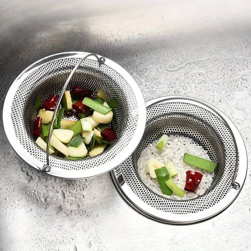 colador de fregadero de acero inoxidable con asa, resistente al , filtro de malla a prueba de obstrucciones, para fregaderos de cocina y baño, previene las obstrucciones, ideal para drenar de verduras y frutas, piezas para fregaderos de cocina