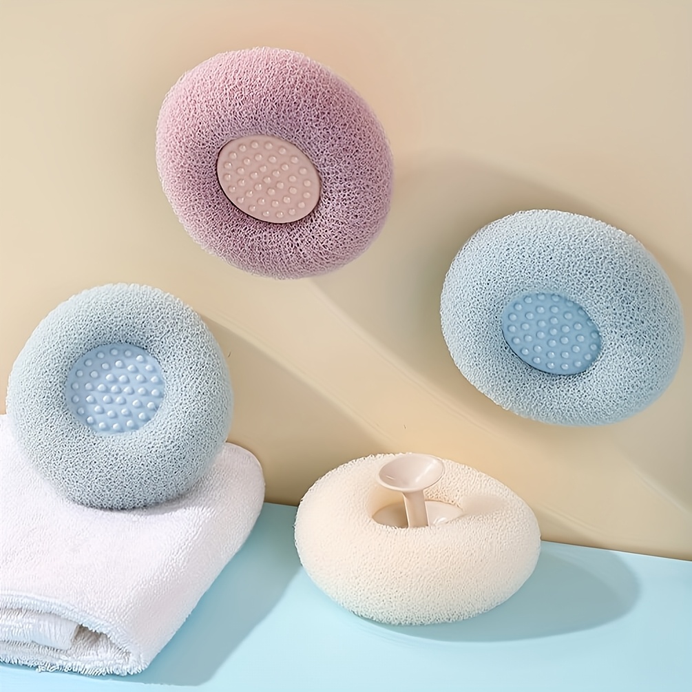 Exfoliating Shower Brush with Suction Cups- Massage Bath Ball Sponge, Suitable for Both Men And Women, Wall-Mounted Loofah, Random Colors.