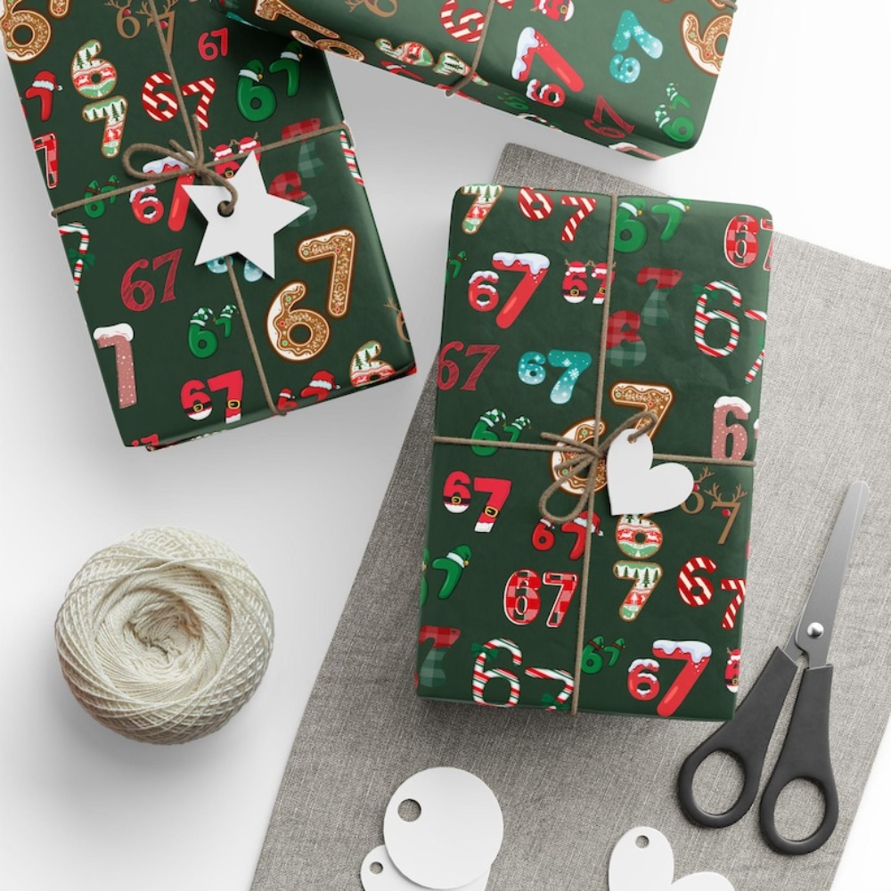 TEMU 67 Meme Christmas Gift Wrap, Kids Funny Wrapping Paper, Unique Gift Wrap, Holiday Gift Wrap, Festive Wrapping Roll, Christmas Decor, Christmas